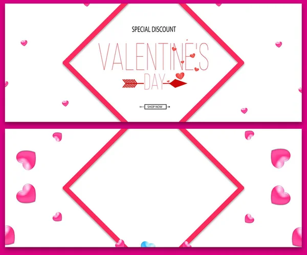 Happy Valentine Day Creative Website Header Banner Set Mega Sale — Stock Photo, Image
