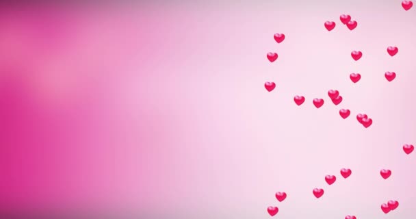 Rode harten in roze achtergrond. Aftelkalender voor Valentijnsdag beweging achtergrond — Stockvideo