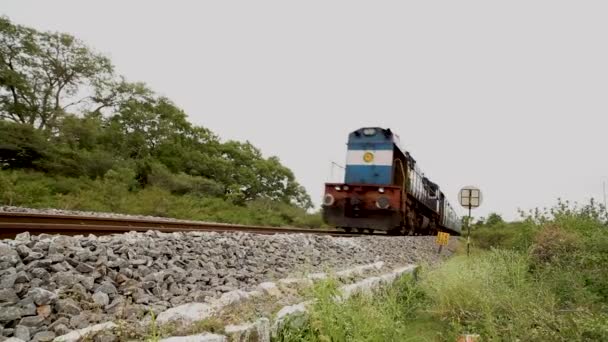 High Speed Train Running Railroad Track India — Stock Video