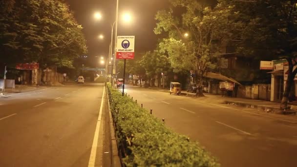 Car Passing Lone Bridge Night India — Stock Video