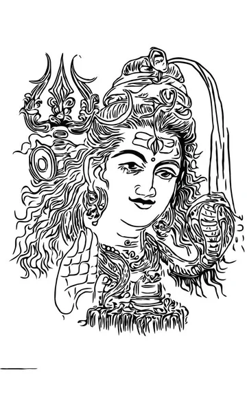 Illustration of Lord Shiva, Indian God -Vector, Happy Maha Shivratri Greeting Card Design — Stock Vector