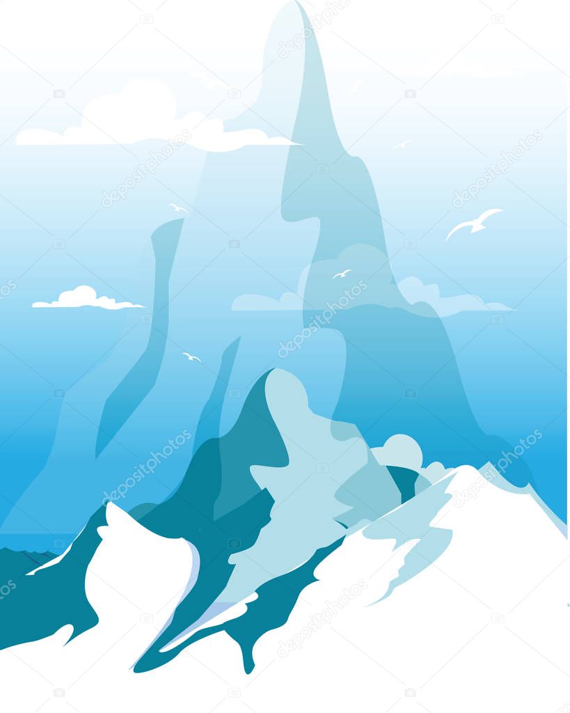 Vector illustration of snowy Himalaya mountains - Vector