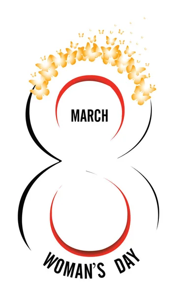 8 марта Счастливого женского дня буквы с бабочками поздравительной открыткой. Векторная иллюстрация EPS2- Вектор — стоковый вектор