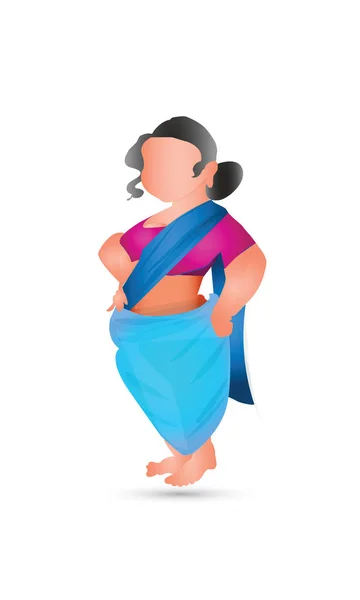 Illustrazione di donna indiana su sfondo bianco. Giornata internazionale della donna 8 marzo, Paper art 3d di artigianato digitale. - Vettore — Vettoriale Stock