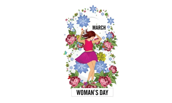 Mutlu Dünya Kadınlar Günü. 8 Mart tatil arka plan. çerçeve çiçek ve yaprakları. Kağıt Sanat 3d dijital el sanatları tarzı. -Vektör — Stok Vektör