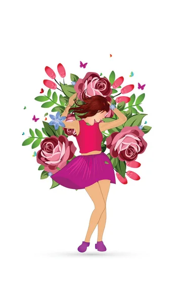 Journée internationale de la femme 8 mars avec cadre de fleurs et de feuilles. Art du papier 3d de style artisanal numérique. - Vecteur — Image vectorielle