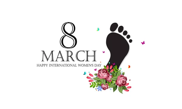 Happy Feet internationaler Frauentag. Vorlage für ein Poster, Karten, Banner. Vektorillustration. Platz für Ihren Text. - Vektor — Stockvektor