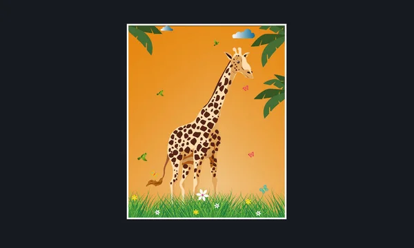 Schattig giraffe vector illustratie geïsoleerd eps 6 - Vector frame ontwerpen — Stockvector