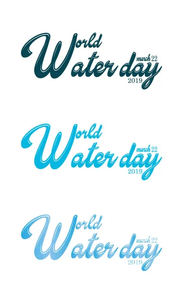 Conjunto de fondos blancos con texto para el día del agua. Diseño tipográfico para el concepto del Día Mundial del Agua.Ilustración vectorial - Vector — Vector de stock