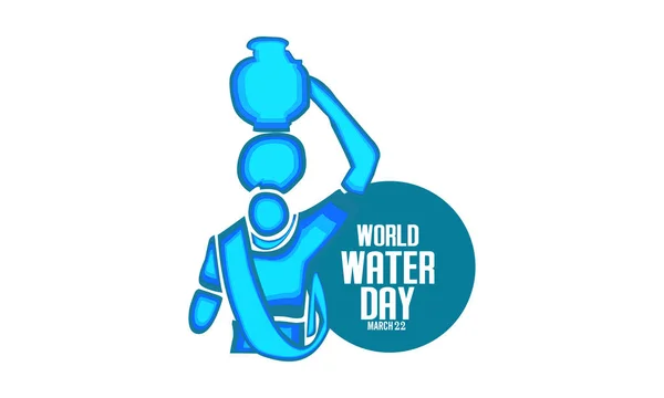 Weltwassertag - indische Frau trägt Wassertopf, speichert Wasserdesign für Weltwassertagskonzept - Vektor — Stockvektor