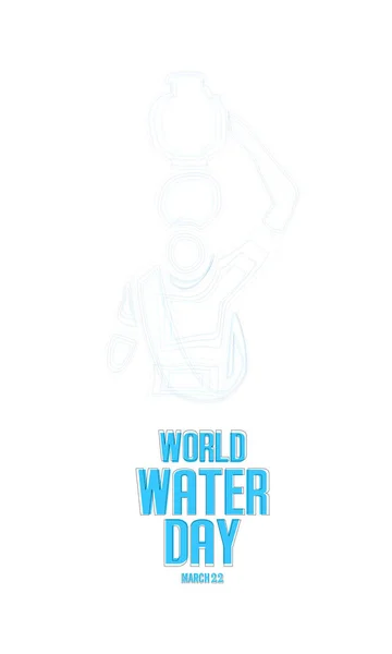 Journée mondiale de l'eau - ligne d'art de la femme indienne portant sur pot d'eau, Enregistrer la conception de l'eau pour le concept de la Journée mondiale de l'eau - Vecteur — Image vectorielle