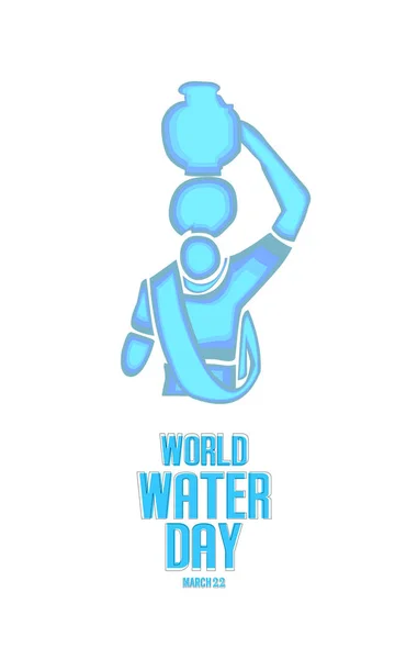 Weltwassertag - indische Frau trägt Wassertopf, speichert Wasserdesign für Weltwassertagskonzept - Vektor — Stockvektor