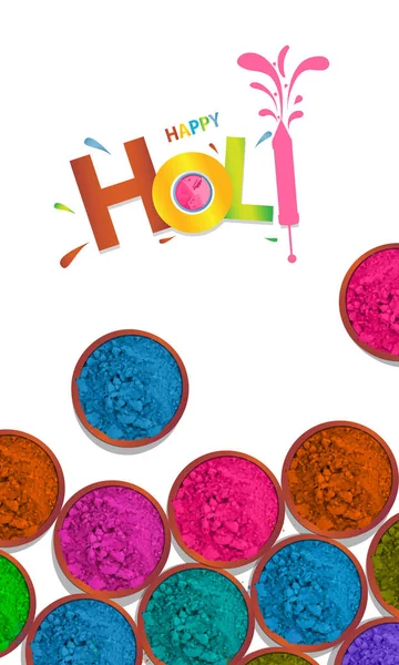 Mooi en creatief "Holi lettertype" op decoratieve kleurrijke grungy achtergrond voor het festival van Holi. -Vector — Stockvector