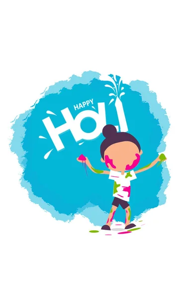 Színes boldog Holi háttér színek fesztivál ünnepi Üdvözlet - vektor illusztráció — Stock Vector
