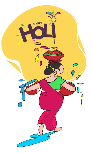 Γιορτή των χρωμάτων του Holi. Γιορτή της άνοιξης των Ινδουιστών. Καθαρή και μινιμαλιστική απεικόνιση διανύσματος. -Διάνυσμα — Διανυσματικό Αρχείο
