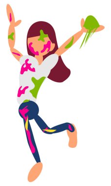 Hint hindu Festival Holi, renkler, festivalin soyut tasarım düzenlenebilir vektörleri holi, mutlu bayram - vektör oynayan mutlu çocuk oluşur.