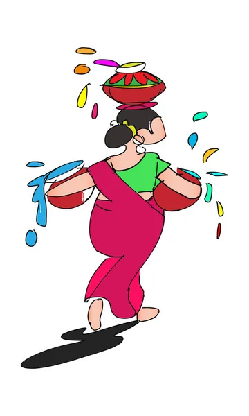 印度印度节日霍利的摘要设计, 颜色节, 可编辑的向量组成的快乐的孩子玩霍利, 快乐霍利-向量 — 图库矢量图片