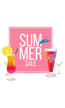 Yaz satışı tasarım, sıcak yaz satış afiş şablon-fiş indirim. Vektör çizim şablonu. -Vektör