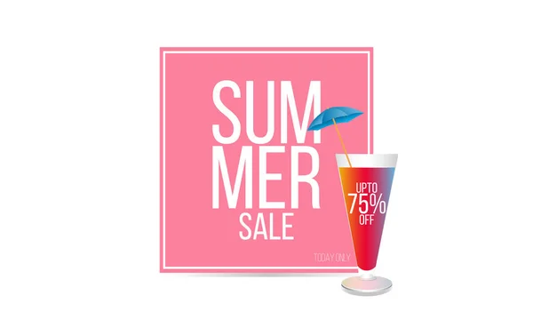 Summer Sale promo banner. cocktail, Vector illustration with special discount offer. - Vector — Stock Vector