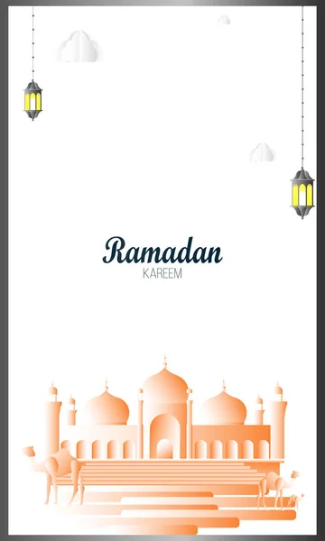 Ramadã Kareem de convites papel de design corte islâmico. Ilustração vetorial - Vetor — Vetor de Stock