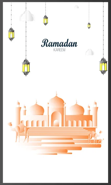 Ramadan Kareem saluto sfondo progettazione vettoriale islamica. Calligrafia araba che significa "Ramadan Kareem" - Vettore — Vettoriale Stock