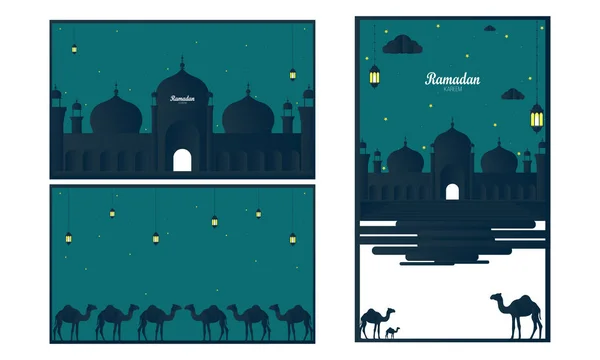 Abstracto Ramadán Kareem decorativo banners set vector - Vector — Vector de stock