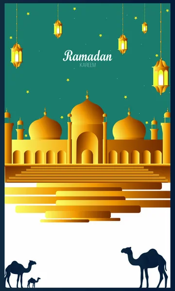 Ramazan Kareem güzel tebrik kartı - Vektör — Stok Vektör