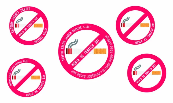 Set of No smoking and World No Tobacco Day, - Illustration Causes du tabagisme Le cancer et le tabagisme tue, Style de coupe de papier. - Vecteur — Image vectorielle