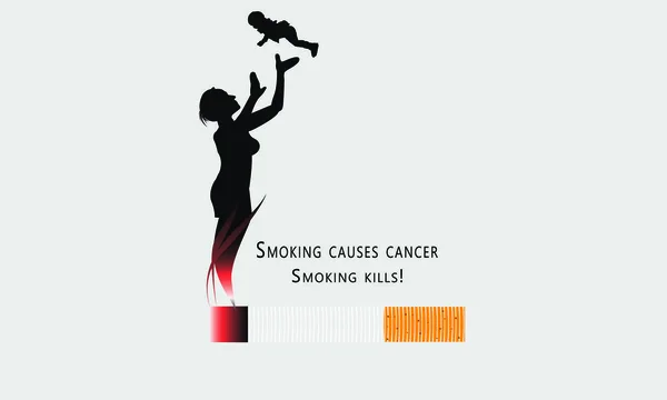 Concept of No smoking and World No Tobacco Day, Smoking Causes Cancer and smoking kills translate Tamil text. - Vecteur — Image vectorielle