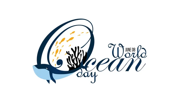 Illustration Journée mondiale des océans, Préserver la vie aquatique et naturelle dans l'océan - vecteur — Image vectorielle