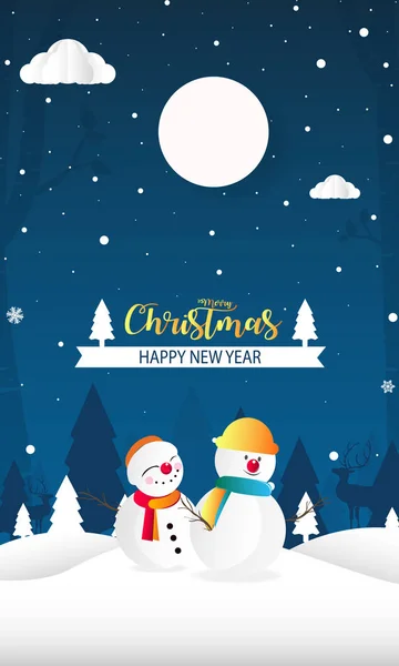 Καλά Χριστούγεννα Και Ευτυχισμένο Νέο Έτος Χιόνι Άνθρωπος Φόντο Χαρτί — Διανυσματικό Αρχείο