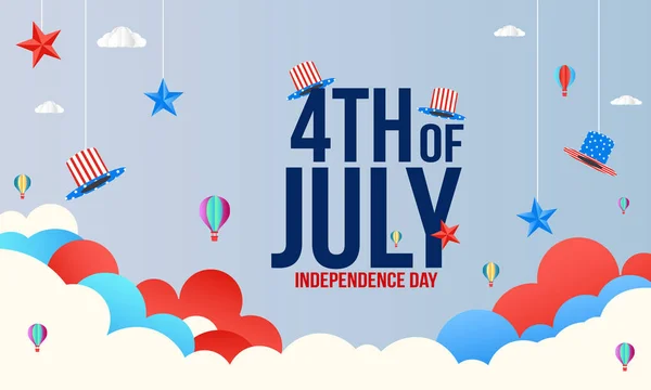 4. července (United)-Blahopřání ke dni nezávislosti. Typografický design čtvrtého července. Použitelné jako přání, nápis, plakát, pozadí. — Stockový vektor