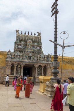 Chennai, Hindistan - 18 Ağustos 2019: Hindistan 'ın ünlü tarihi Thiruvarur Ünlü Turist Yerleri tapınağının iç görünümü