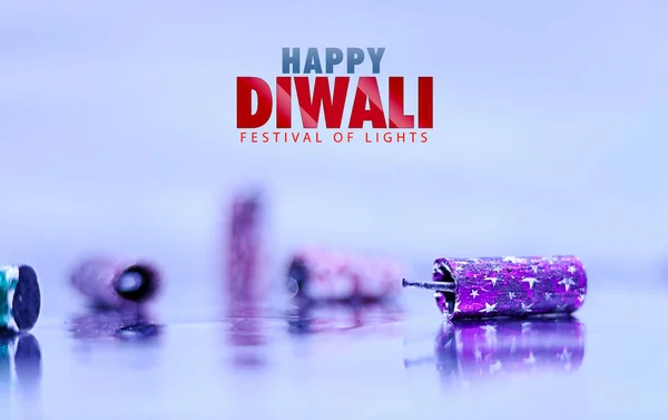 Pila de galletas de fuego con texto para la celebración de Diwali — Foto de Stock