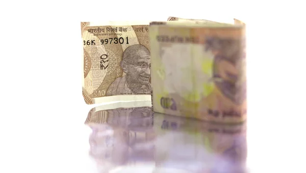 Nota de dez rúpias (Moeda indiana) isolado em um fundo branco — Fotografia de Stock