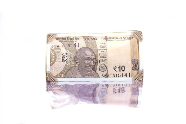 Ten rupee note (Indian Currency) isolated on a white background — Stock Photo, Image