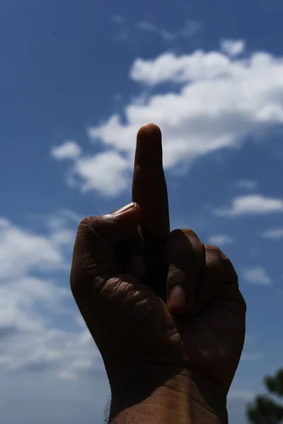 Mittelfinger Zeichen Durch Männliche Hände — Stockfoto