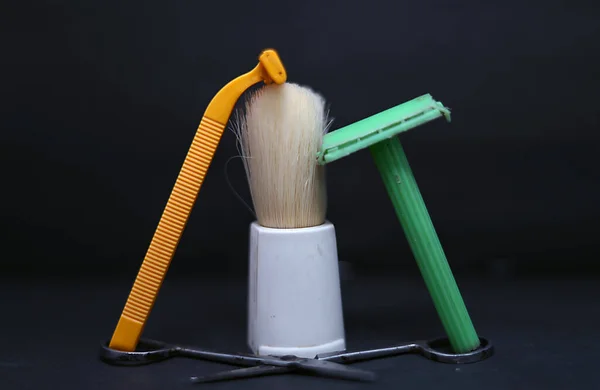 Friseurwerkzeuge Pinsel Und Rasierer Scheren — Stockfoto
