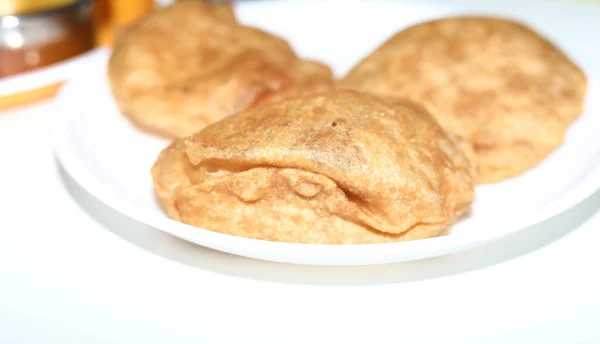 Гомемада Fried Puri Або Poori Або Індійський Хліб — стокове фото