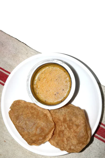 Puri Frit Maison Pain Poori Indien — Photo