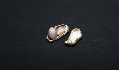 Siyah arka planda izole edilmiş yerfıstıkları