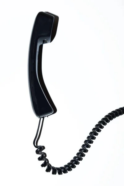 Верхний Вид Черного Телефонного Приемника Белом Фоне — стоковое фото