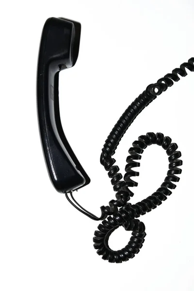 Beyaz Arkaplanda Siyah Telefon Alıcısının Üst Görünümü — Stok fotoğraf