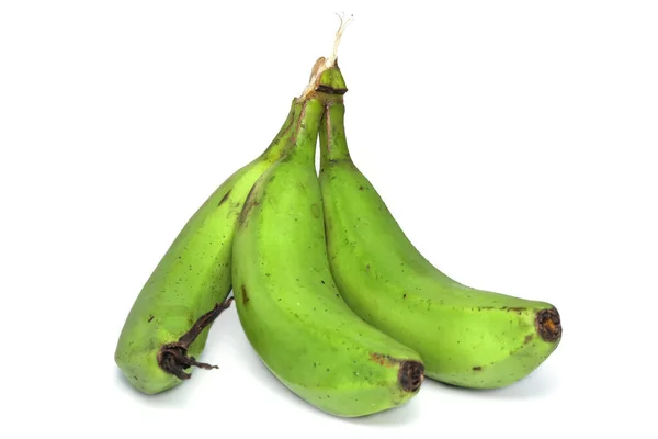 Pacote Banana Verde Fundo Branco — Fotografia de Stock