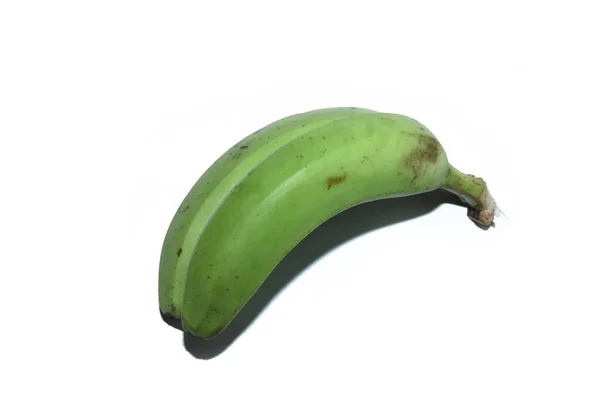 Twee Groene Bananen Geïsoleerd Witte Achtergrond Met Knippad — Stockfoto