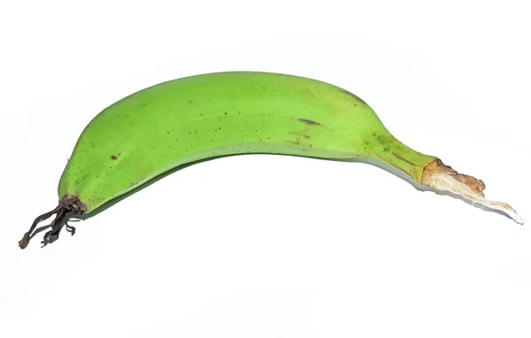 Enkelvoudige Groene Banaan Geïsoleerd Witte Achtergrond Met Knippad — Stockfoto