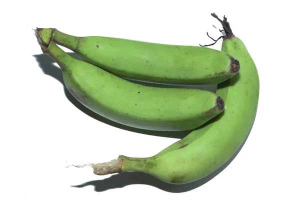 Zielone Banany Białym Tle — Zdjęcie stockowe