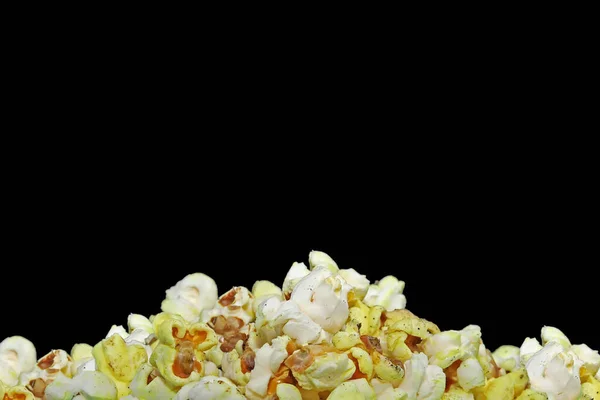 Verse Boter Popcorn Met Kopieerruimte Zwarte Achtergronden — Stockfoto