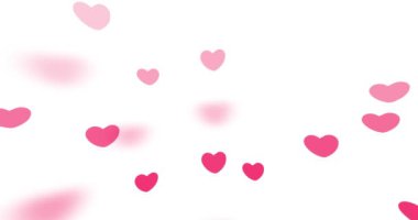 Sevgililer Günü için beyaz arka planda romantik kırmızı kalpler hareketi, düğün kutlaması..