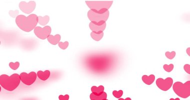 Sevgililer Günü kutlaması için beyaz arka planda romantik kırmızı kalpler.